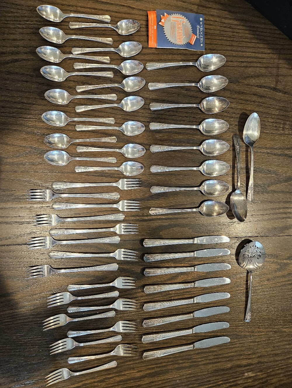 Wm Rogers Overlaid Vintage Silver Flatware Set - 51 Pieces Eith Floral Engraving